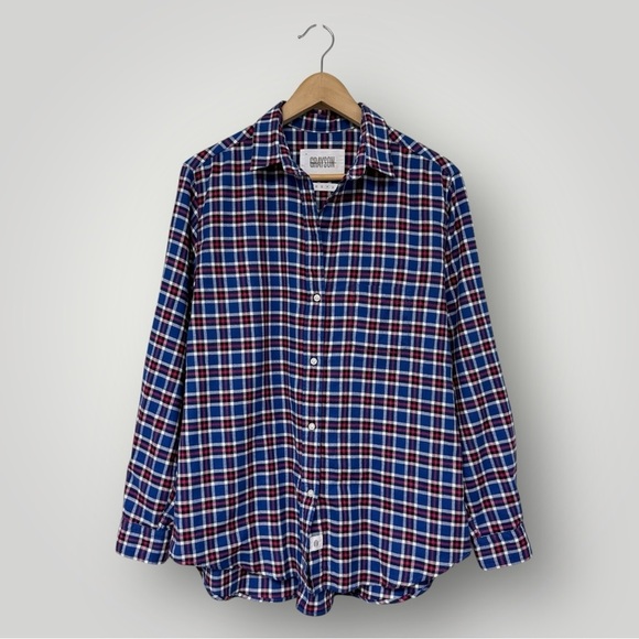 Grayson Shirt Blue Red Hero Plaid Feathered Cotton Flannel Button Down Size - Picture 5 of 14